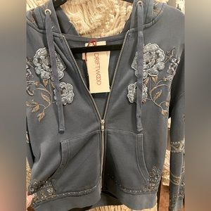 Driftwood brand embroidered teal hoodie